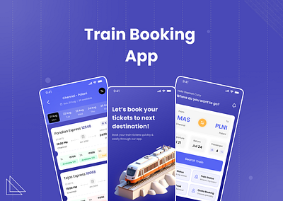 Train Booking App booking app booking screen creative design daily ui design inspiration design thinking figma mobile app problem solving train booking app ui screens uiux user interface violet theme visual design