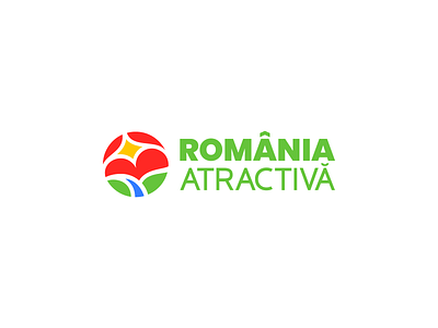 a proposal for România Atractivă project circle flower heart logo mountain nature peony river sun water