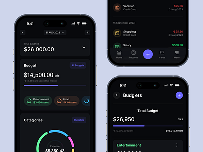 Budget ONE - Finance Tracker App account app application balance bank budget category chart design finance graph graphic interface money record track ui ux wallet