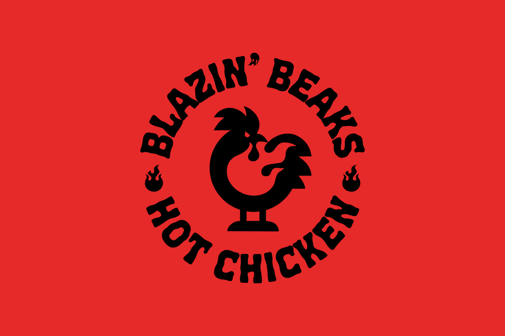 Blazin' Beaks Badge badge brand identity branding burger chicken fire flame food food truck gif logomark mascot minimalism restaurant sandwich