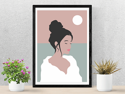 Softly She Dreams art art print canva cute dream dreaming pastel print soft woman