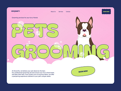 Pets Grooming Website grooming services hero section design landing page design pets pets grooming pets grooming website uiux web design website design for grooming