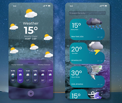 Weather App Design design figma graphic design motion graphics prototype ui ux web ui