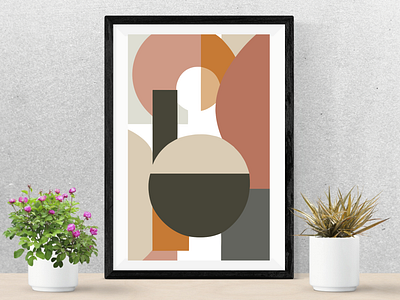 Peaceful Poise abstract art print best designs boho canva elements forms illustration pastel peace print shades