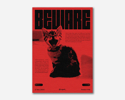 Beware | Poster 049 cat design graphic design grunge illustration photoshop poster red