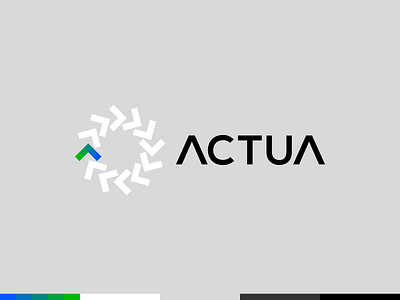 Actua finance meets technology, fintech logo design, A in motion a actua advance circular drive economy finance financial fintech investment investor letter mark monogram logo logo design money move forward set in motion tech technology venture capital