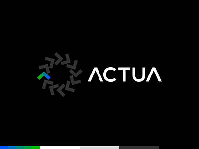 Actua finance meets technology, fintech logo design, A in motion a actua advance circular drive economy finance financial fintech investment investor letter mark monogram logo logo design money move forward set in motion tech technology venture capital