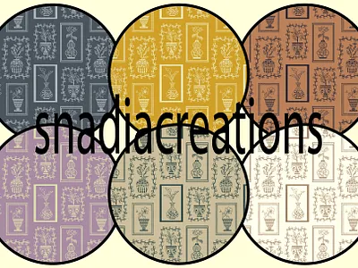 Vintage Potted Plants autumn botanical design fabric designer fabric pattern home decor interior design nature outdoors potted plants seamless pattern spring summer surface design textile design textile pattern designer vector vintage wallpaper design winter