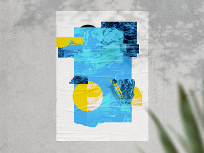 Sheets of depths bright collage graphic design illustration pasteup poster swim texture vector water waves