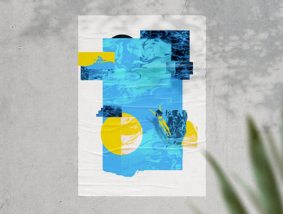 Sheets of depths bright collage graphic design illustration pasteup poster swim texture vector water waves