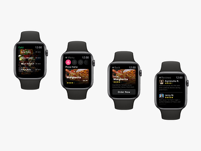 Eatz app applewatch branding design food fooddelivery foodordering interface portfolio smartwatch ui ux watch watchos