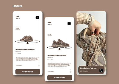 New Balance Brown 9060 Mobile app exploration app branding design illustration typography ui ux vector