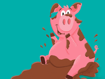 Farm Series: Pig animal bacon barn children childrens museum commission digital art digital illustration farm farm animals farm fun farmyard hog kids art kids museum mud oink pig procreate splash