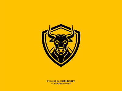 Bull logo design animal branding bull cartoon castom logo cow design graphic design illustration logo logo design logoinspiration logoinspo mascot logo minimalist modern rashedartistry sale shield ui