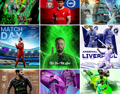 Collation of some of my football design branding graphic design