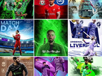 Collation of some of my football design branding graphic design