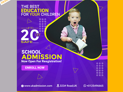 School admission social media post template | Banner admission ads banner design graphic design illustrator offer poster school