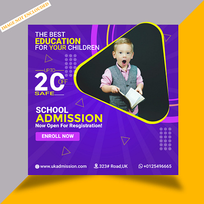 School admission social media post template | Banner admission ads banner design graphic design illustrator offer poster school