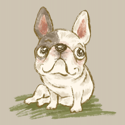 pensive French bulldog animal character dog illustration pet puppy