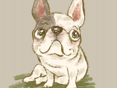 pensive French bulldog animal character dog illustration pet puppy