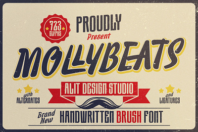 Molly Beats Handwritten Font design font fonts letteing retro typeface vintage