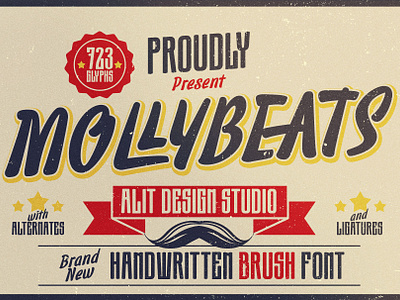 Molly Beats Handwritten Font design font fonts letteing retro typeface vintage