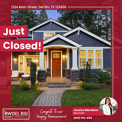 Closed Home Realty Social Media Post advertising agent closed home design marketing real estate realtor social media sold home