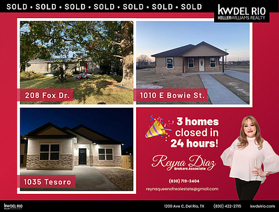 3 Homes Sold Agent Feature Social Media/Postcard Design advertising agent design feature marketing post card postcard real estate realtor social media