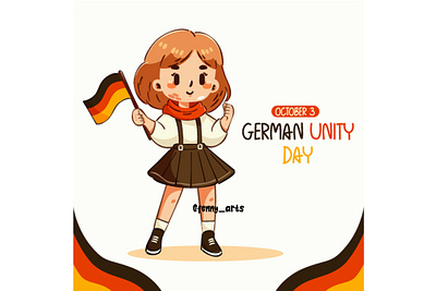 German Unity Day Celebration cartoon celebration character commemorate day decoration federal festival flag german germany girl holiday national pride proud republic state symbol unity