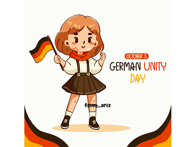 German Unity Day Celebration cartoon celebration character commemorate day decoration federal festival flag german germany girl holiday national pride proud republic state symbol unity