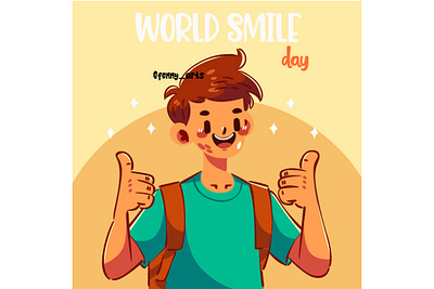 Hand Drawn World Smile Day Illustration background campaign cartoon celebration cute day event expression face greeting happiness happy holiday joy man object positive smile smiley smiling