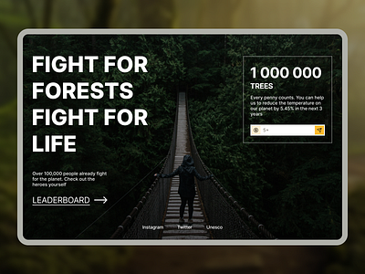 Reforestation landing page design eco figma forest green hero planting ui ux website