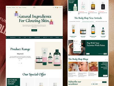 The Body Shop - Beauty Industry Website beauty body clean cosmetic ecommerce landing page minimalist parfume shop skincare web design website website design