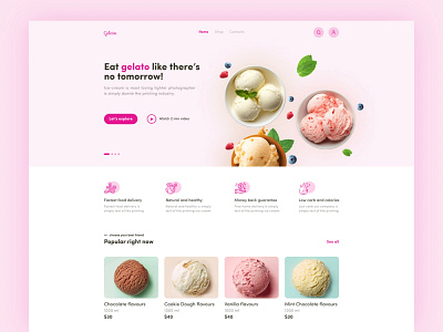 Ice cream web UI clean ice ice cream minimal responsive design template trendy design ui ux web design