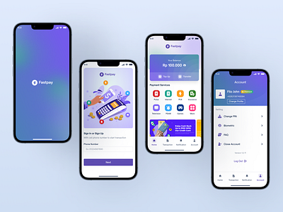 Fastpay - Mobile Wallet account wallet branding design e wallet finance gradient home wallet login mobile mobile app mobile design modern premium sign in mobile sign up mobile splash screen top up transfer ui ux wallet