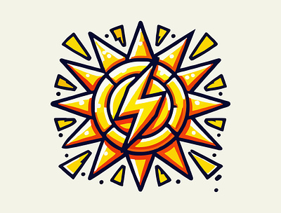 Electric Sun ⚡ branding bright daylight design electric electricity gold graphic design illustration lightning logo spark sun sunlight sunshine ui vector volt warm yellow