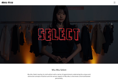 "MiuMiu Select" Web Design Exploration design fashion miumiu ui website