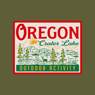 Oregon Crater Lake apparel design artwork branding design graphic design illustration label design logo merchendise outdoor design patch design retro design tshirt design vintage design vintage graphics vintage style vintage tshirt