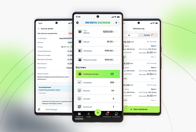 Escrow App app developer appdesign appui cryptocurrencypayments escrow escrowapp escrowmobile escrowplateform flutterdeveloper fundssafeguarded infinite onlineescrow paymenttransfer safetransactions trustedthirdparty ui uidesign uiux virtualtransactions wallet