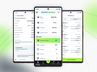 Escrow App app developer appdesign appui cryptocurrencypayments escrow escrowapp escrowmobile escrowplateform flutterdeveloper fundssafeguarded infinite onlineescrow paymenttransfer safetransactions trustedthirdparty ui uidesign uiux virtualtransactions wallet