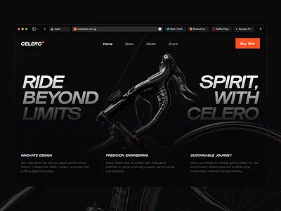 Celero Bikes - Website Design bicycle landing page bicycle website bikes branding design landing page ui design web web design website website design