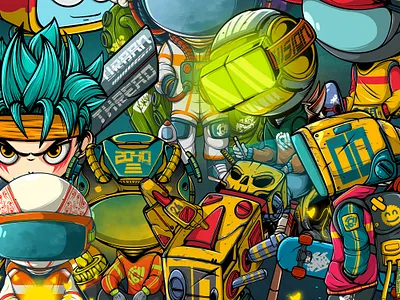 ASSAMBLE anime art character colorful comic cyberpunk design doodle graffiti illustration manga nft vector