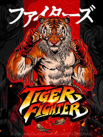 TIGER FIGHTER animal art battle drawing emblem esport fighter illustration logo mascot mascotillustration mascotlogo mma muaythai sport tiger