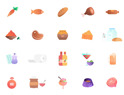 Grocery icons app icons digital design graphic design icon design icons illustration ui visual design website icons