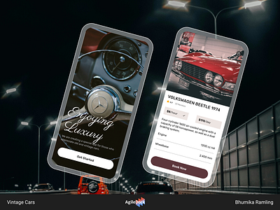 Vintage Car Booking App agiledock agiledock designs agiledock services app design booking app car booking app clasarssic c design innovation timeless elegance ui design ui ux design vintage car app