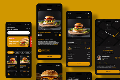 Bargers - E-Commerce Mobile App app application burger business commerce delivering design fast hamburger interface internet lunch ordering product restaurant service shopping store ui ux