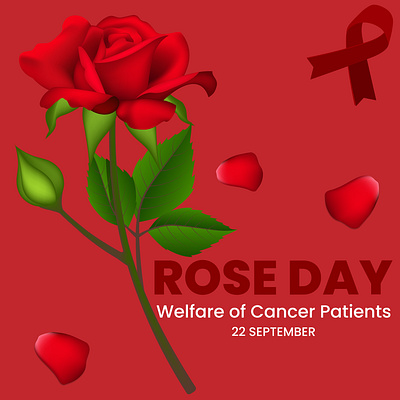 ROSE DAY 22 september adobe illustrator branding cancer patient leaves marrown patients pink rose red red ribbon red rose rose rose day rose petals rose vector save life stem vector welfare