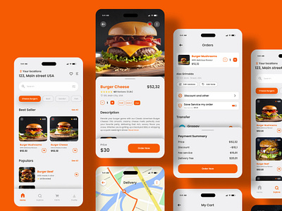 Pattys Place - E-Commerce Mobile App app application burger business commerce delivering design fast hamburger interface internet lunch ordering product restaurant service shopping store ui ux