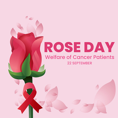 ROSE DAY 22 september adobe illustrator cancer patient leaves pink pink ribbon pink rose red red rose rose day rose petals rose vector stem welfare of cancer patient