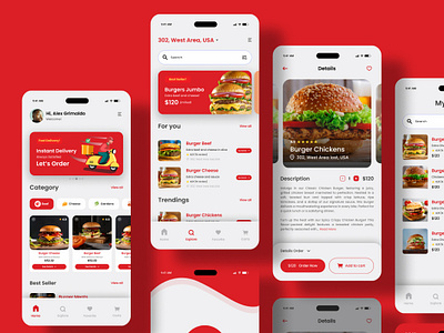 Bur Kings - E-Commerce Mobile App app application burger business commerce delivering design fast graphic design hamburger interface internet lunch ordering product restaurant service shopping ui ux